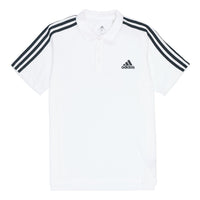 Men's adidas Printing Stripe Brand Logo Breathable Solid Color Short Sleeve polo White Polo Shirt GK9138