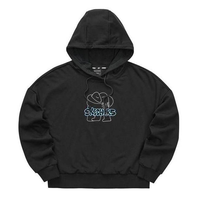 (WMNS) Skechers Casual Graphic Hoodie 'Black' L421W134