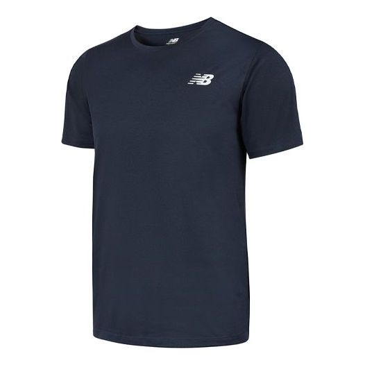 New Balance Men's New Balance Logo Printing Round Neck Sports Running Short Sleeve Navy Blue AMT01012-ECL
