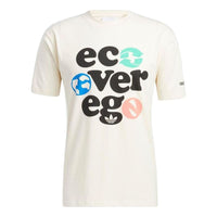 Men's adidas Alphabet Pattern Printing Round Neck Pullover Short Sleeve Japanese Version White T-Shirt HC2139