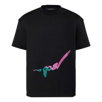 Men's LOUIS VUITTON SS21 Casual Printing Round Neck Pullover Short Sleeve Black 1A97IJ