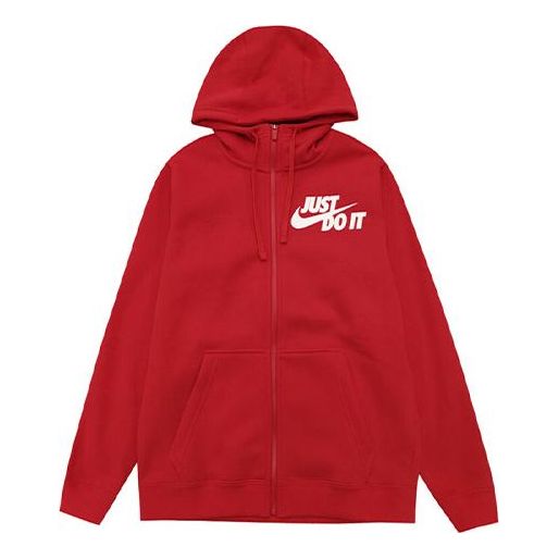 Nike MENS Casual Sports Fleeced Hooded Jacket Red AT5262-657