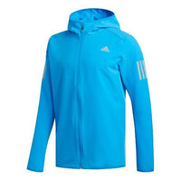 Men's adidas Alphabet Stripe Running Sports Hooded Jacket Bright Blue CY5775