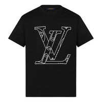 Men's LOUIS VUITTON x NBA Crossover FW21 Cotton Logo Alphabet Printing Short Sleeve Black 1A8X0W
