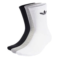 adidas Cushioned Trefoil Mid-Cut Crew Socks 3 Pairs 'White Grey Black' HC9548