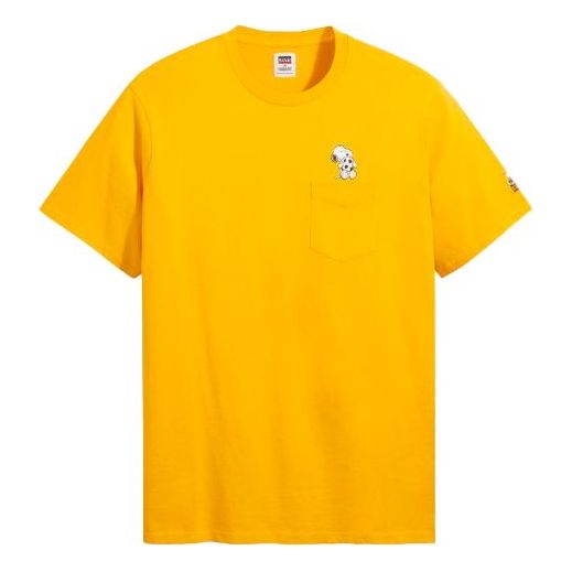 Men's Levis x Peanuts Crossover Pocket Pattern Loose Round Neck Short Sleeve Yellow 34310-0014