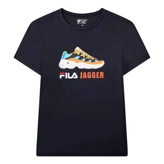 FILA Jagger Casual Sports Pattern Printing Round Neck Short Sleeve Blue F11M028154F-NV