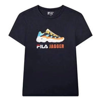 FILA Jagger Casual Sports Pattern Printing Round Neck Short Sleeve Blue F11M028154F-NV
