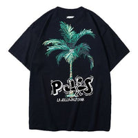 PJs Vigor Surf Graffiti Large Pattern Printing Short Sleeve Unisex Black 20SSTS10233-P