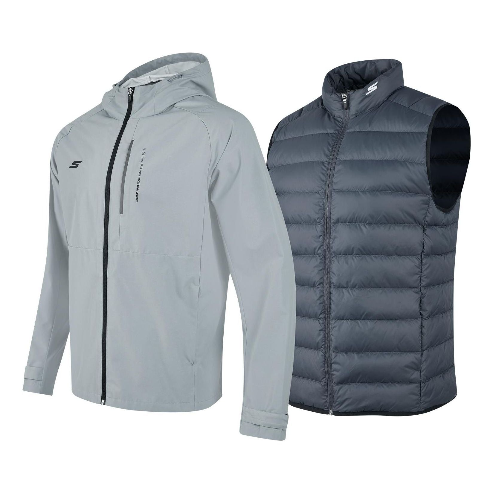 Skechers Hooded Woven 3-In-1 Down Jacket 'Grey Black' P423M114-02N6
