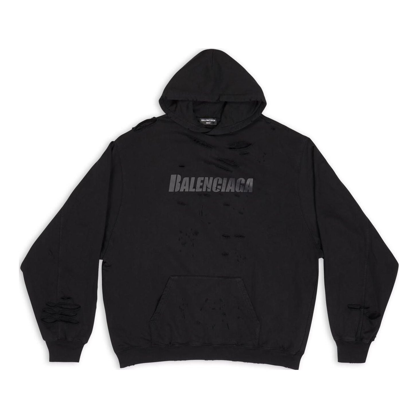 Balenciaga Caps Destroyed Hoodie 'Black' 659403TKVB61781