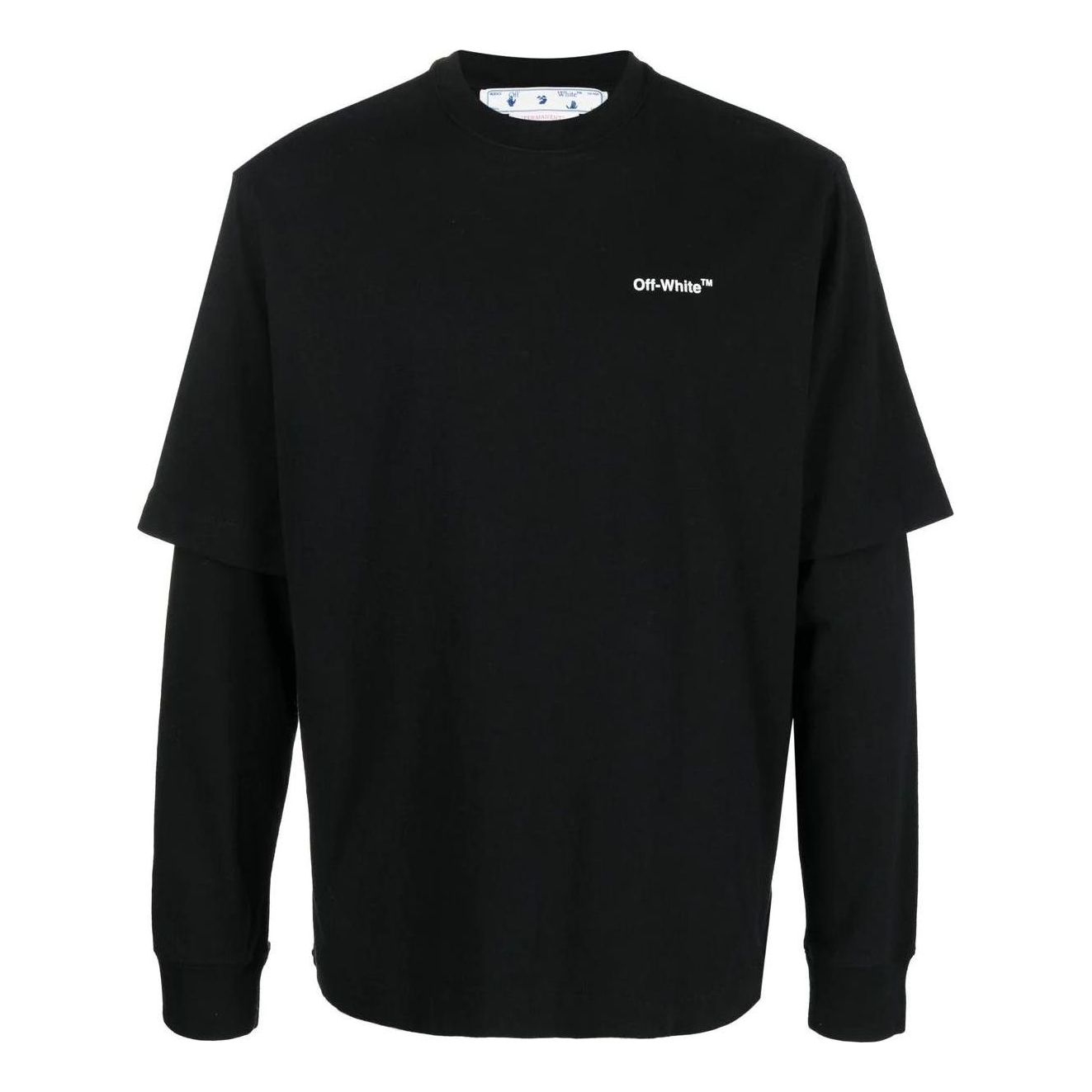 Men's Off-White FW22 Painting Printing Casual Long Sleeves Loose Fit Black T-Shirt OMAB068C99JER0021001