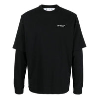 Men's Off-White FW22 Painting Printing Casual Long Sleeves Loose Fit Black T-Shirt OMAB068C99JER0021001