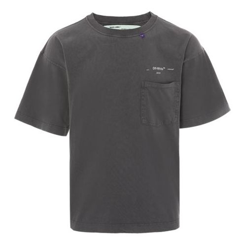 Off-White Minimalistic Design Round Neck Short Sleeve Gray OMAA054F181850040800