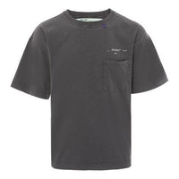 Off-White Minimalistic Design Round Neck Short Sleeve Gray OMAA054F181850040800