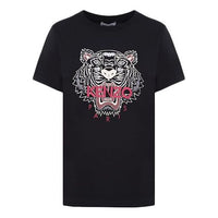 KENZO Tiger Head Printing Pattern Round Neck Short Sleeve Black FA62TS8464YB-99