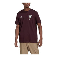 Men's adidas Character Printing Brand Logo Solid Color Round Neck Short Sleeve Dark Sauce Purple T-Shirt HG1975