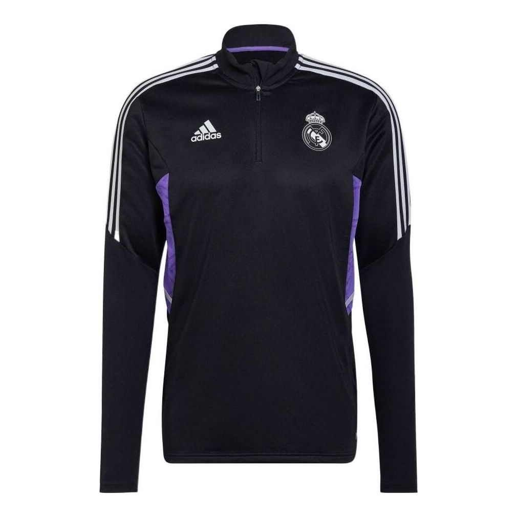 Men's adidas Side Stripe Logo Colorblock Long Sleeves Black T-Shirt HA2581