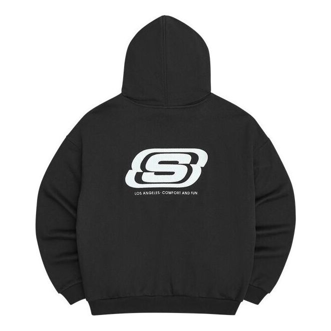 (WMNS) Skechers Logo Printed Hoodie 'Black White' L421W025-0018