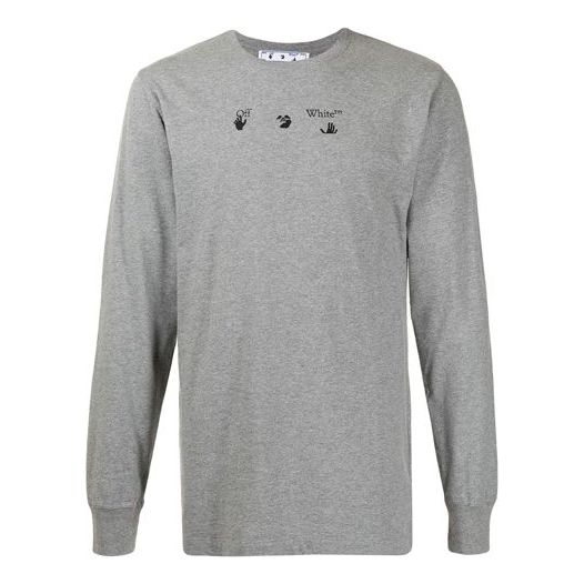Off-White SS21 Arrowslogo Pattern Printing Round Neck Long Sleeves Ordinary Version Gray OMAB001S21JER0060845