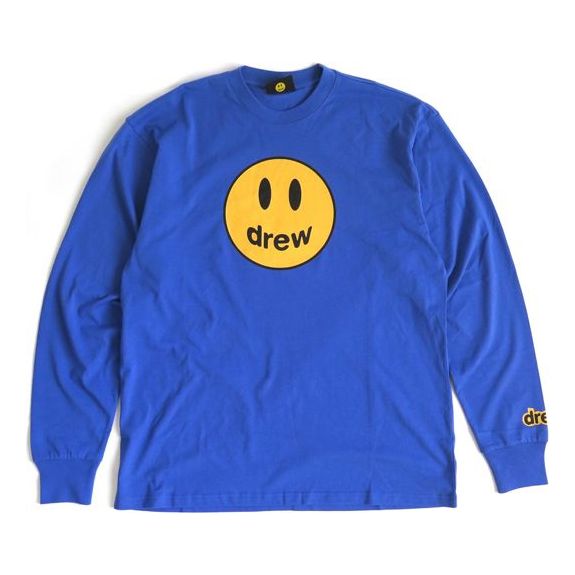 Drew House Mascot Smiling Face Printing Long Sleeves Unisex Blue DR1086