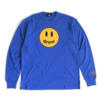 Drew House Mascot Smiling Face Printing Long Sleeves Unisex Blue DR1086