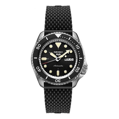 Men's SEIKO No. 5 Series Rubber Strap Black Sports Mechanical Watch SRPD73k2 SRPD73K2