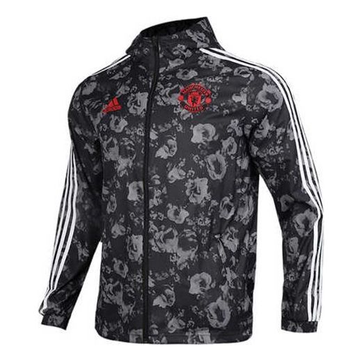 adidas MUFC Windbreakr Soccer/Football Manchester United Zipper Hooded Jacket Black EI9873