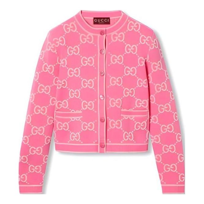(WMNS) Gucci GG Cotton Jacquard Cardigan 'Pink' 743319-XKD28-5447