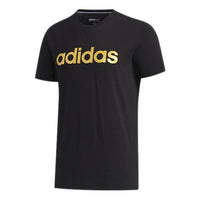adidas neo Sports Round Neck logo Printing Short Sleeve Black FP7441