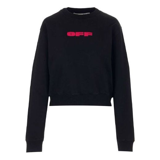(WMNS) Off-White Logo Printing Long Sleeves Hoodie Ordinary Version Black OWBA026R21JER0011032