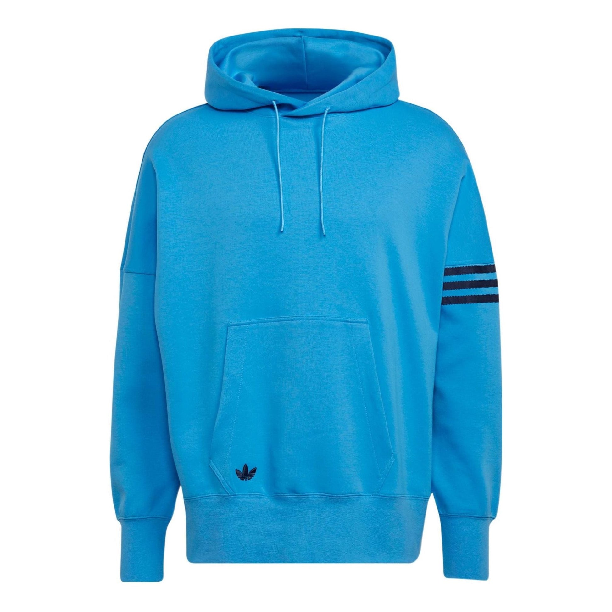 Men's adidas originals Solid Color Logo Drawstring Hooded Pullover Long Sleeves Blue HM1872