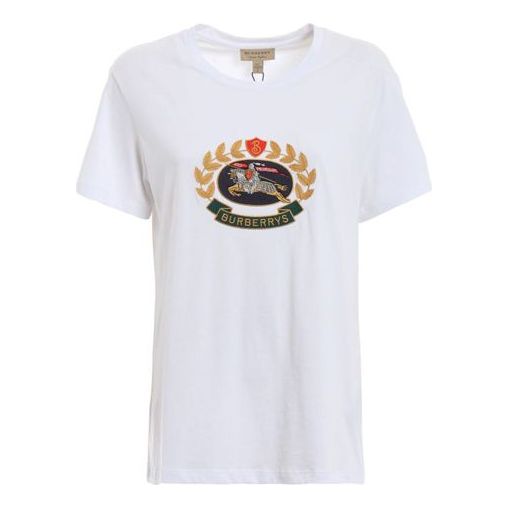 Burberry Classic Logo Embroidered Short Sleeve White 8002932