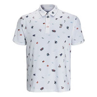 Men's Under Armour Logo Printing Golf Sports Short Sleeve Polo Shirt White 1366260-100