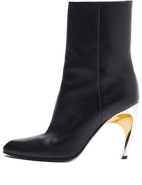 (WMNS) Alexander McQueen Armadillo Leather Ankle Boots 'Black Silver' 780676WIEG21399