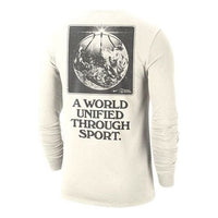 Nike NBA Basketball Sports Printing Round Neck Long Sleeves Creamy White DC1942-910