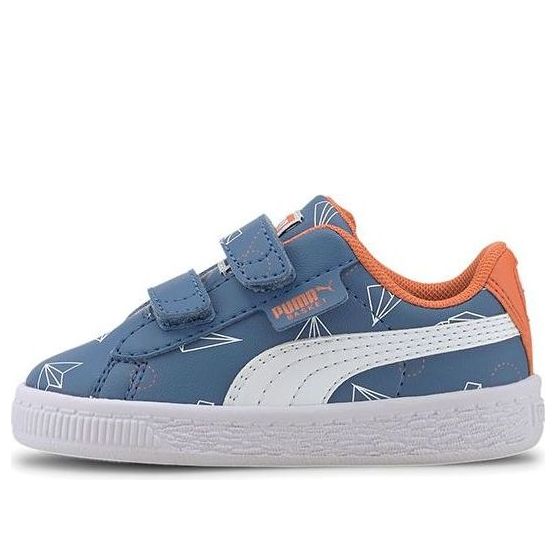(TD) PUMA Basket Paper Plane Casual Board Shoes White/Blue/Orange 371188-02