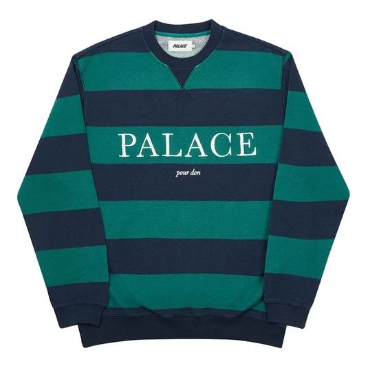PALACE Stripe Alphabet Round Neck Long Sleeves Unisex Green P19CS035