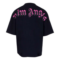 Palm Angels Doubled Logo Over Tee 'Black Fuchsia' PMAA002C99JER0031032