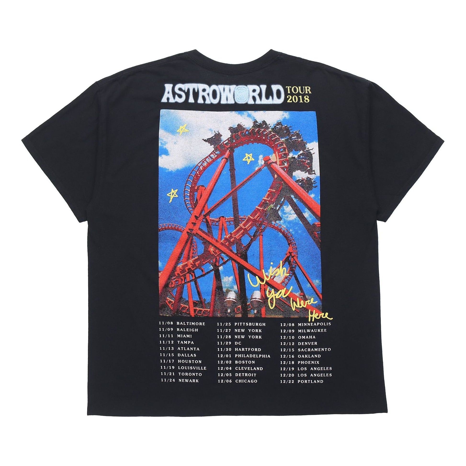 Travis Scott Unisex Cactus Jack Astroworld Printing Round-neck Tee Black TC-50