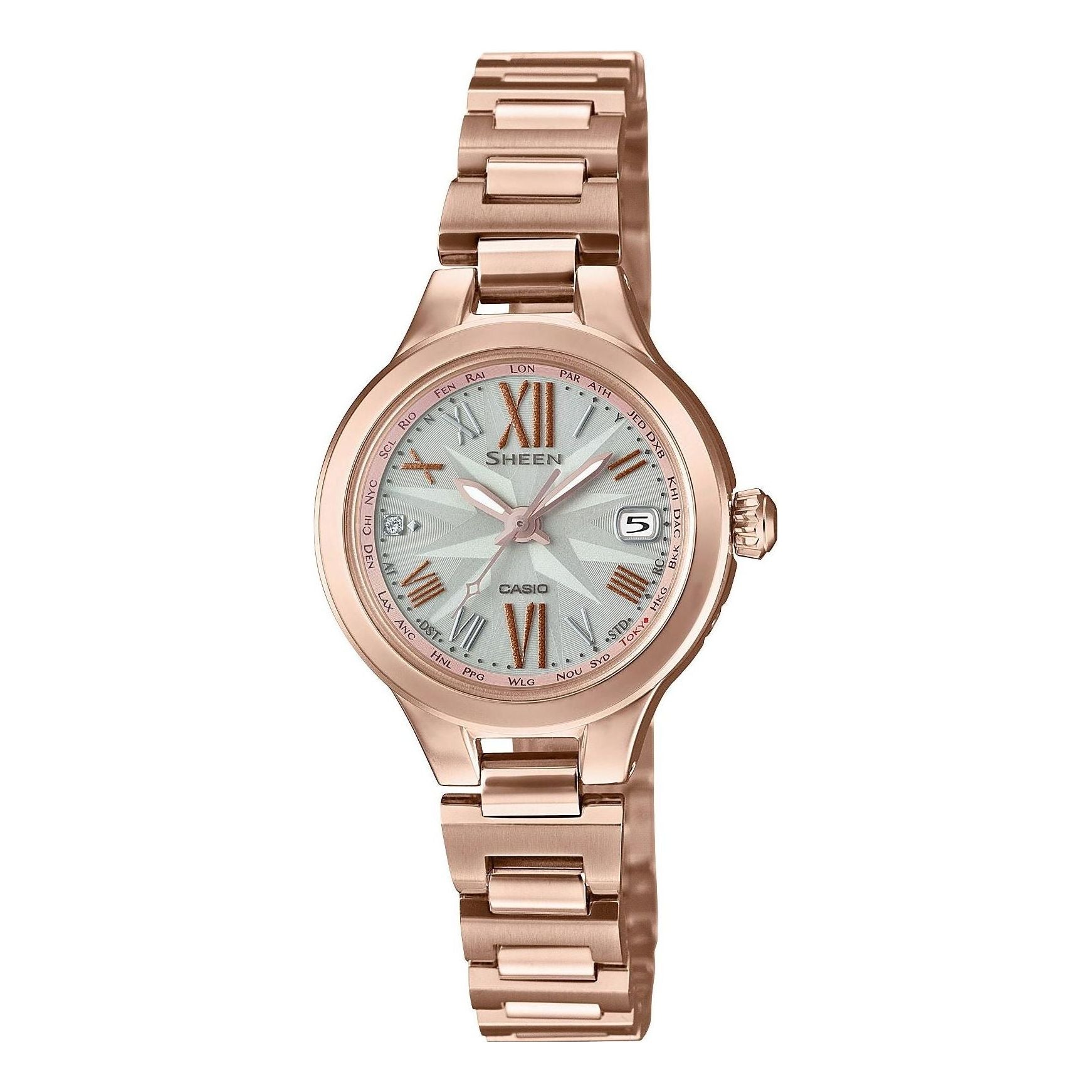 CASIO Sheen Series Watch Quartz Movement 31.4*25.4mm Stainless Steel Rose Gold Analog SHW-1750CG-4A