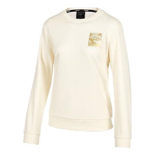 (WMNS) Skechers x SKX Logo Printed Crew Sweater 'White Yellow' P122W009-00NA