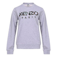 (WMNS) KENZO Logo Round Neck Long Sleeves Hoodie light grey F862SW705952-93