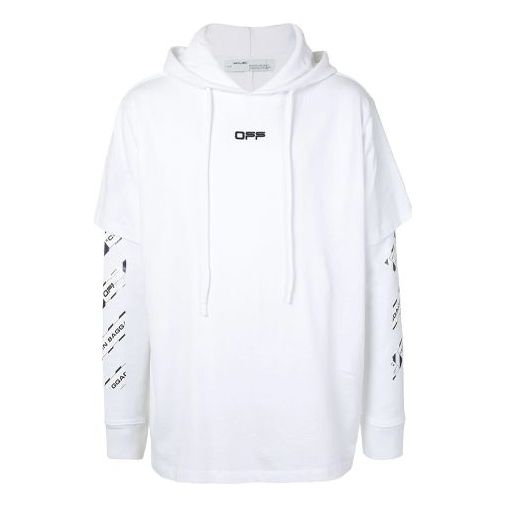 Off-White SS20 Airport Tape Printing Hooded Sweater Men White OMAB033S201850030188