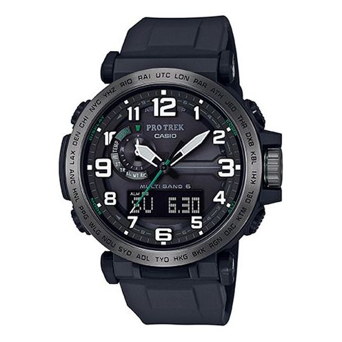 CASIO Waterproof Sports Shockproof Solar Powered Mens Black Analog/Digital Combo PRW-6600Y-1PR