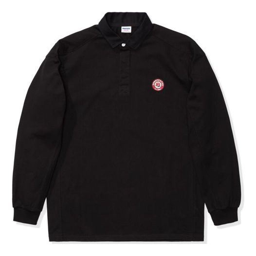 Men's UNDEFEATED Logo Tops Long Sleeves Polo Shirt Black 10042