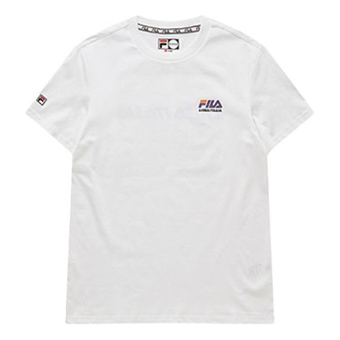 Men's Fila Purple logo Short Sleeve White T-Shirt T11M026102F-WT