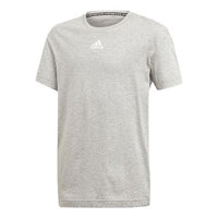 adidas Stripe Printing Big Boys Training Sports Short Sleeve light grey ED6480