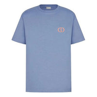 DIOR SS21 Cotton Knit CD Embroidered Short Sleeve Unisex Blue 943J605A0554-C584