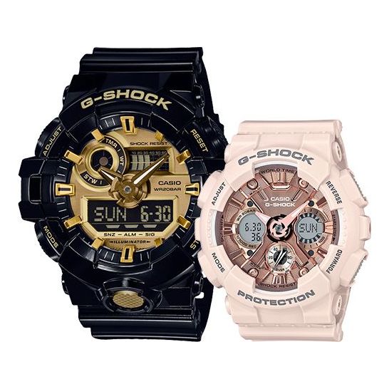 CASIO G-Shock Analog-Digital 'Black Gold Pink' GA-710GB-1APR+GMA-S120MF-4APR